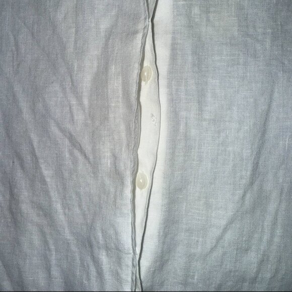 Elieen Fisher 100% Irish Linen Off White Long Sleeve Button Down Blouse Sz L - Picture 10 of 14